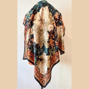 Vintage The Limited black and gold floral scarf
